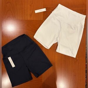 Ododos Women's Navy and White High-Waisted Bike Shorts, XS-S